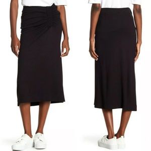 NWT GIBSON Ponte Knit Cinched Ruched‎ Waist Midi Length Skirt Size Small